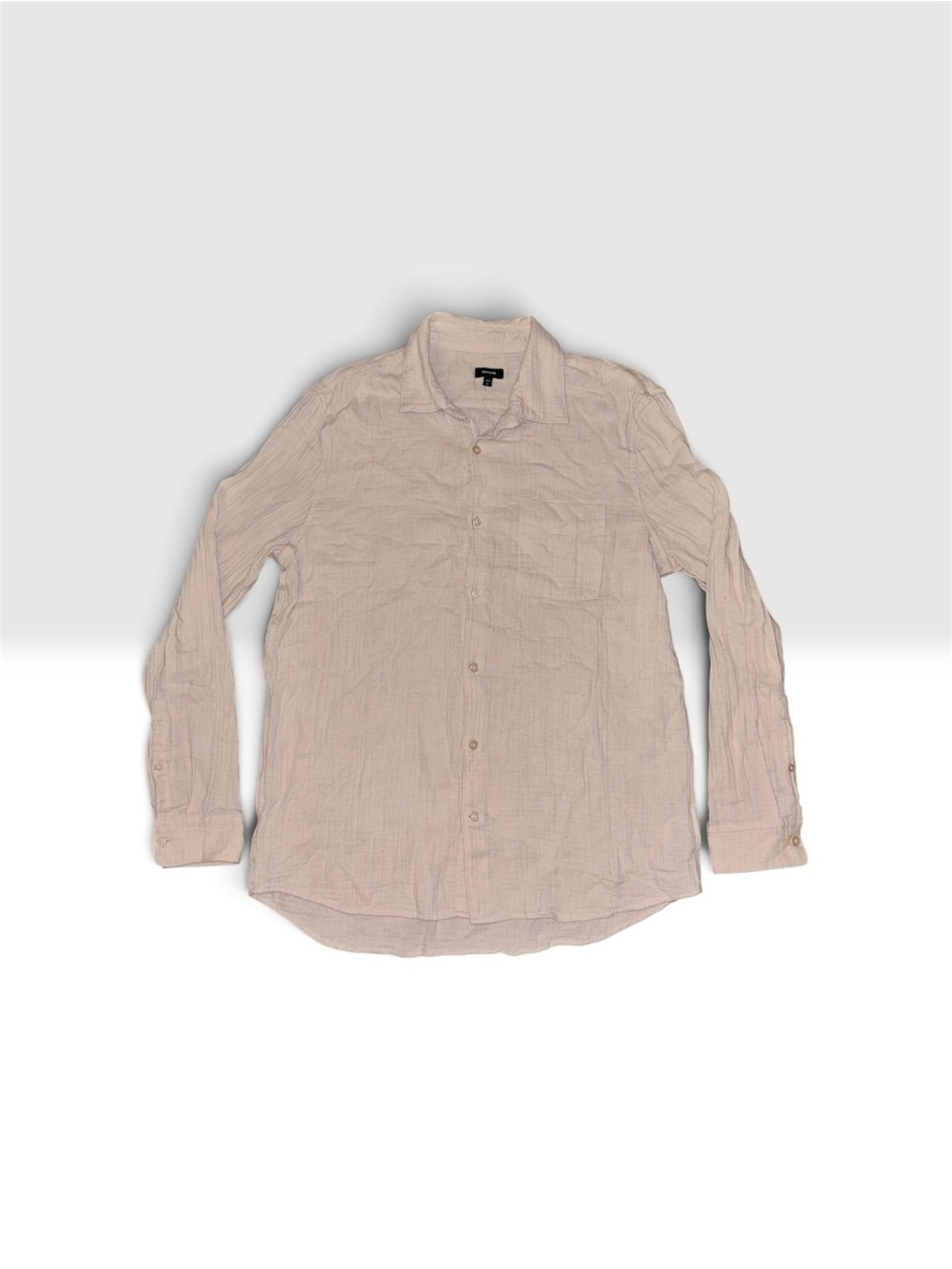 Express Men’s Long-Sleeve Button-Down Shirt in Light Beige